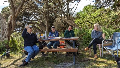 members at picnic table