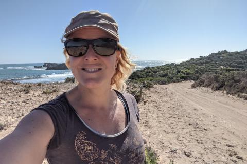 woman taking a selfie on the beach