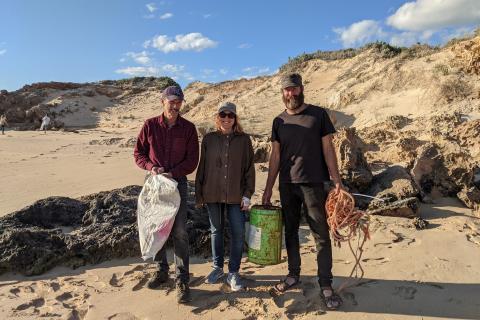 volunteers on the beach