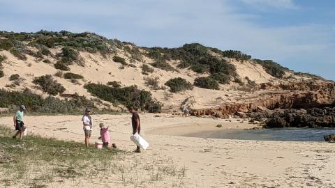 volunteers on beach